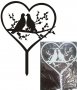 Птички гълъбчета в сърце черен бял твърд топер украса табела за сватбена сватба торта Свети Валентин, снимка 1 - Други - 22307191