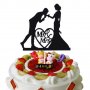 наведен за целувка младоженци мек брокатен топер клечка украса табела за сватбена сватба торта