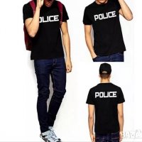НАД 10 ЦВЯТА! Мъжки тениски POLICE принт! Поръчай модел с ТВОЯ идея!, снимка 1 - Тениски - 25836934