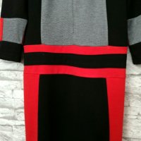 Спортно-елегантна рокля в сиво,червено и черно, снимка 2 - Рокли - 23919330