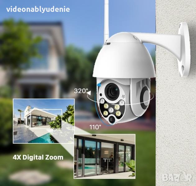 Водонепромокаема FULL HD 1080P PTZ 0~320° Моторизирана Камера Wi-Fi 3.6мм Леща Микрофон mSD Слот, снимка 1