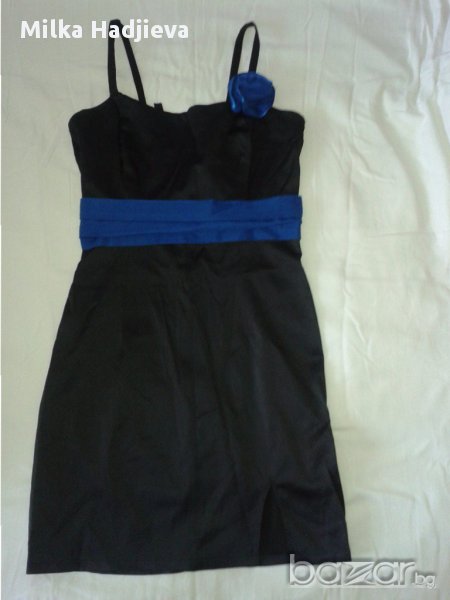 черна къса сатенена рокля, снимка 1