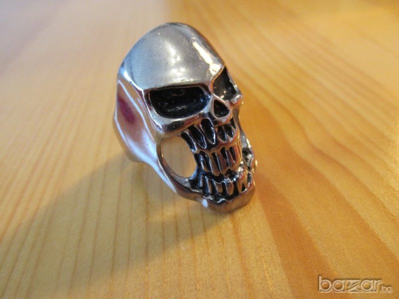 Мъжки пръстен, рокерски пръстен с череп за рокери моторджийски, мото аксесоари, мото екипировка , снимка 1