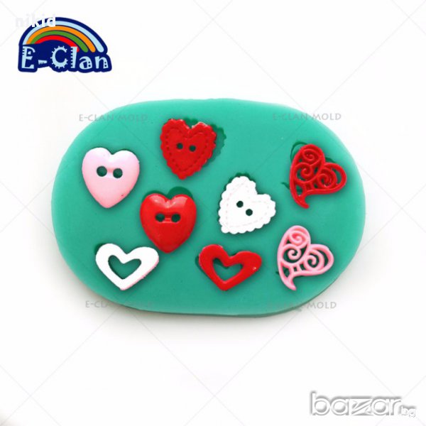 овал 8 копчета сърца силиконова форма молд за украса декорация торта фондан шоколад сладки и др, снимка 1