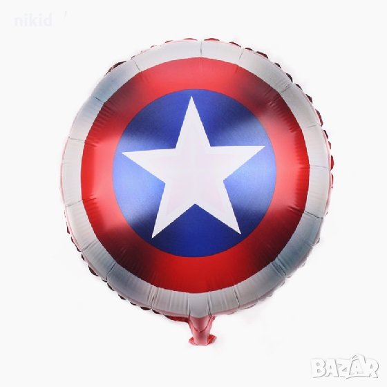 Капитан Америка щит Лого кръгъл кръгъл фолиев фолио балон хелий газ или обикновен, снимка 1