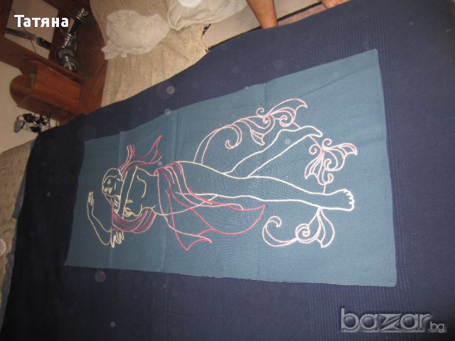 ПАНО   ЗА СТЕНА  /коприна ;текстил;метал /цветя/;