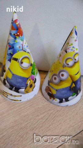Minions Миньоните  картонена малка парти шапка  рожден ден