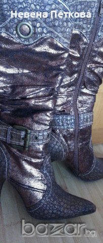 Дамски ботуши средно висок ток малък размер 35, снимка 2 - Дамски ботуши - 12015417