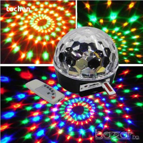 Bluetooth Диско лампа с вградени тонколонки + Флашка USB LED Light Magic Ball, снимка 4 - Други - 16461392