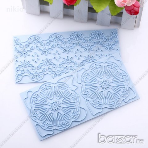 2 бр пластмасов молд плочки за релефни цветя борд печат за украса фондан торта и др
