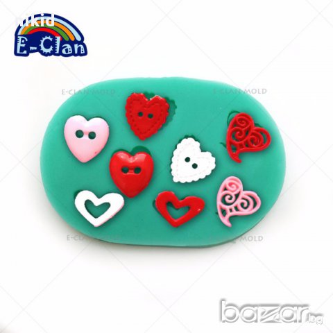 овал 8 копчета сърца силиконова форма молд за украса декорация торта фондан шоколад сладки и др, снимка 1 - Форми - 17672613