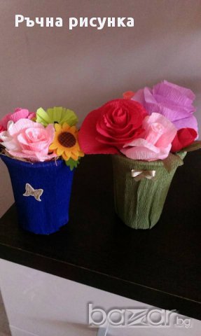 Букетчета с цветя от хартия ,2лв, снимка 4 - Декорация за дома - 17010667