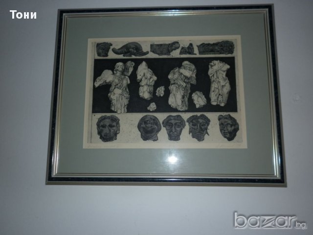 Графика А.Василев -"Античен музей 3 " 1979 г, снимка 4 - Картини - 10452969