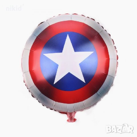 Капитан Америка щит Лого кръгъл кръгъл фолиев фолио балон хелий газ или обикновен, снимка 1 - Други - 25727246