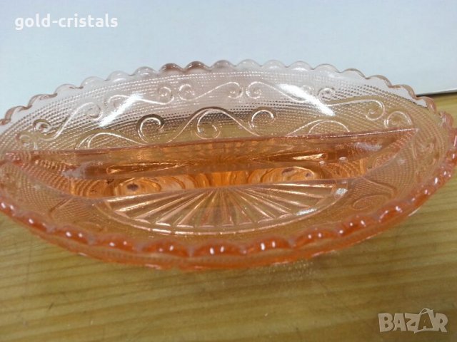 Ретро  солница  розово стъкло, снимка 2 - Антикварни и старинни предмети - 22324298