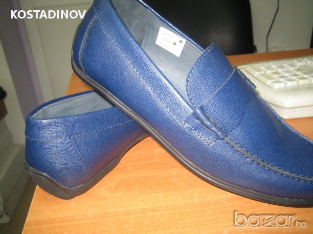  Мъжки мокасини естествена кожа м135 тъмно сини и черни, снимка 6 - Мокасини - 14018930