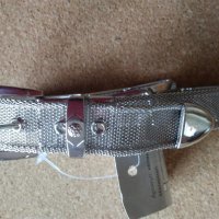 Стилен сребрист колан с метална плетена нишка, снимка 3 - Колани - 20903952