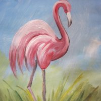 Автентична картина "Розово фламинго", снимка 4 - Картини - 24741740