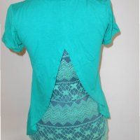 Зелена блуза с дантелен гръб , снимка 8 - Тениски - 18565692