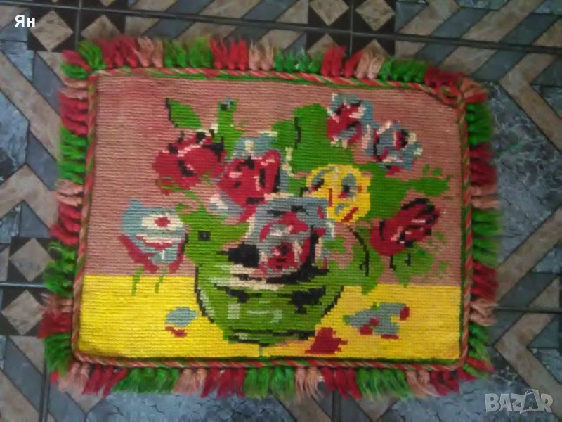 Старо Българско Ръчно Тъкано Извезано Пано/Килимче'Цветя', снимка 1