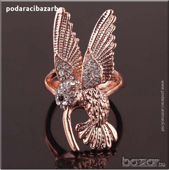 ЗЛАТНАТА ПТИЦА КОЛИБРИ – ДАМСКИ ПРЪСТЕН, снимка 1