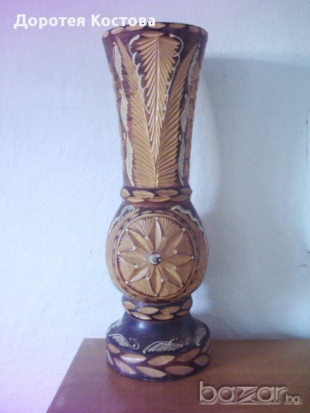 Стара ваза дърворезба 3, снимка 1