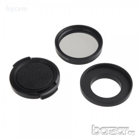 Комплект CPL филтър 37mm, преходник и капак OEM за GoPro Hero 3/3+, снимка 1 - Обективи и филтри - 17110683
