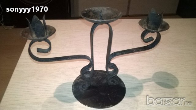 Метален свещник за 3 свещи-25/17/12см-внос швеицария, снимка 8 - Антикварни и старинни предмети - 16143525