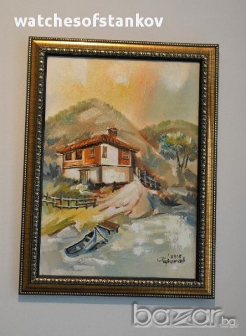 Кирил Иринчев "Къща край езерото" масло върху платно 29/39см