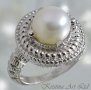 Сребърен пръстен с бяла естествена перла , снимка 1 - Пръстени - 10093077