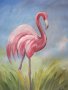 Автентична картина "Розово фламинго", снимка 4