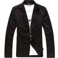 Мъжко черно елегантно памучно сако, снимка 3 - Сака - 21550946