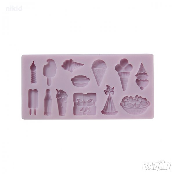 На Парти сладолед подарък шапка свещ питие силиконов молд форма за украса торта с фондан шоколад , снимка 1