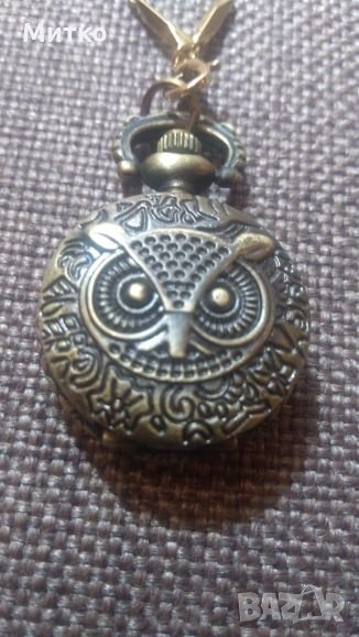 Старо дамско колие с часовник бухал, снимка 1