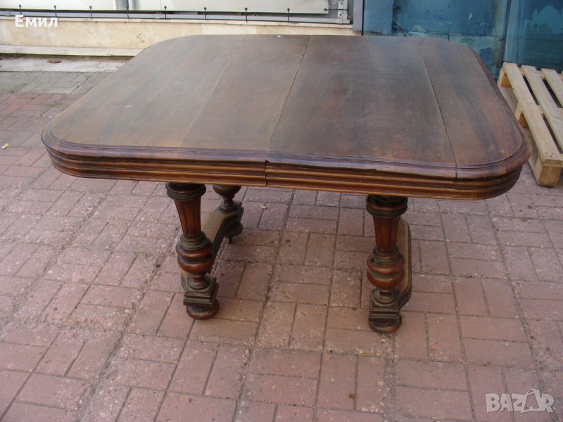 Антикварна масивна маса орех, снимка 1