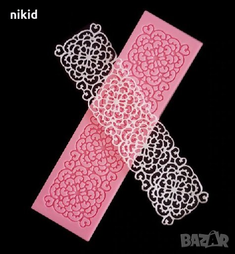 Къдрави квадрати и сърца ивица кант борд дантела силиконов молд форма украса фондан гъмпейст торта, снимка 1