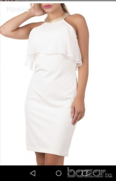 Дамска бяла елегантна рокля, снимка 1