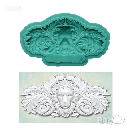 Малка Глава на лъв в листа силиконов молд форма декорация торта фондан шоколад и др, снимка 1