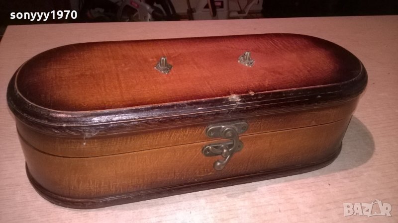 красива дървена кутия с обков-мед/месинг-35х14х11см, снимка 1