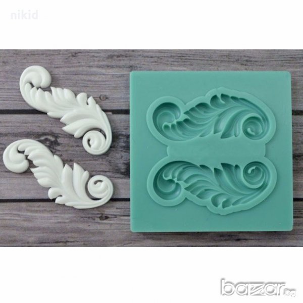 2 мини орнаменти листенца силиконов молд форма торта фондан, снимка 1