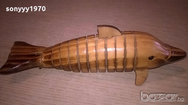 делфин-дървен и лакиран-20х7х7см, снимка 10 - Антикварни и старинни предмети - 18462906
