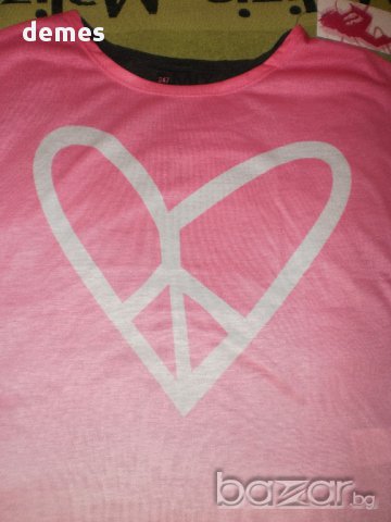 Тениска в розово с щампа сърце,нова,за 7-8 и за 9-10 годишно момиче, снимка 2 - Детски тениски и потници - 10650554