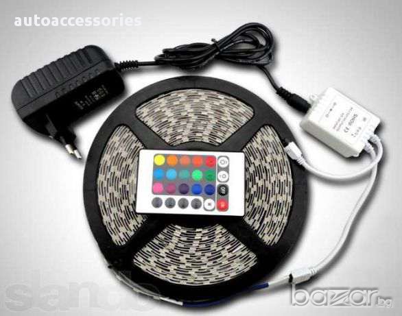 LED диодна лента 5 метра RGB с захранване и контролер + дистанционно, снимка 2 - Аксесоари и консумативи - 13546614