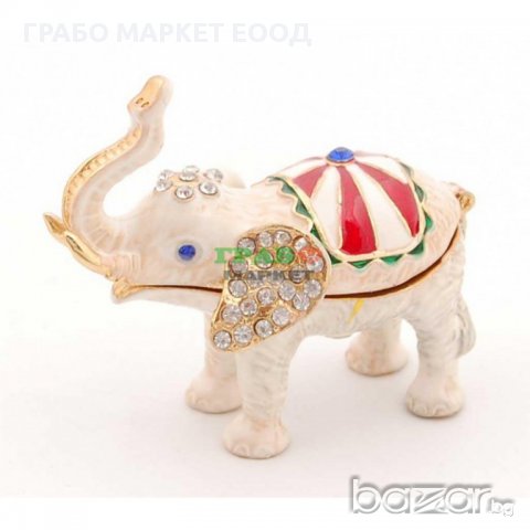 Декоративна метална кутийка за бижута във формата на слон - фаберже, снимка 1 - Декорация за дома - 15792843