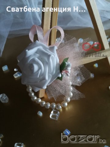 Сватбена бутониера за ръка - гривна Мария, снимка 3 - Сватбени аксесоари - 21060729