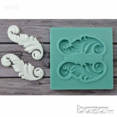 2 мини орнаменти листенца силиконов молд форма торта фондан