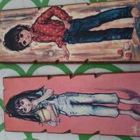 дървени картинки момче и момиче, снимка 2 - Картини - 25483936
