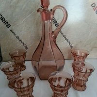 антикварен сервиз цветно розово стъкло , снимка 13 - Антикварни и старинни предмети - 26203494