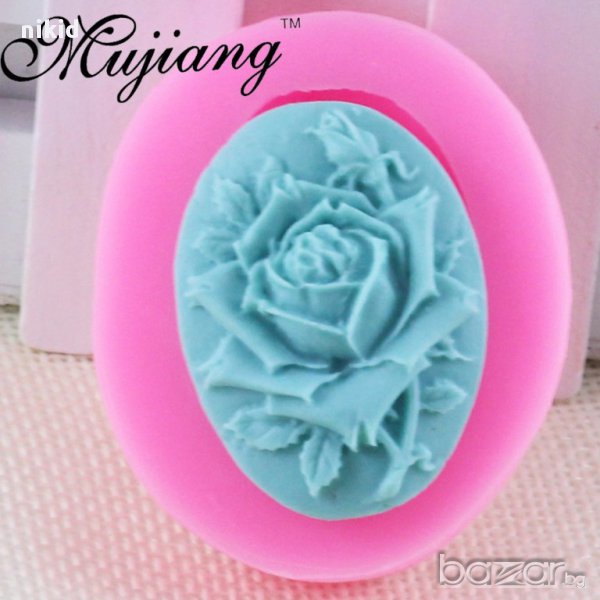 овал едра роза силиконова форма молд украса декор торта фондан шоколад и др, снимка 1