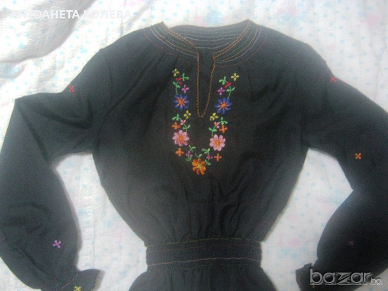 черна риза с бродерия, снимка 1